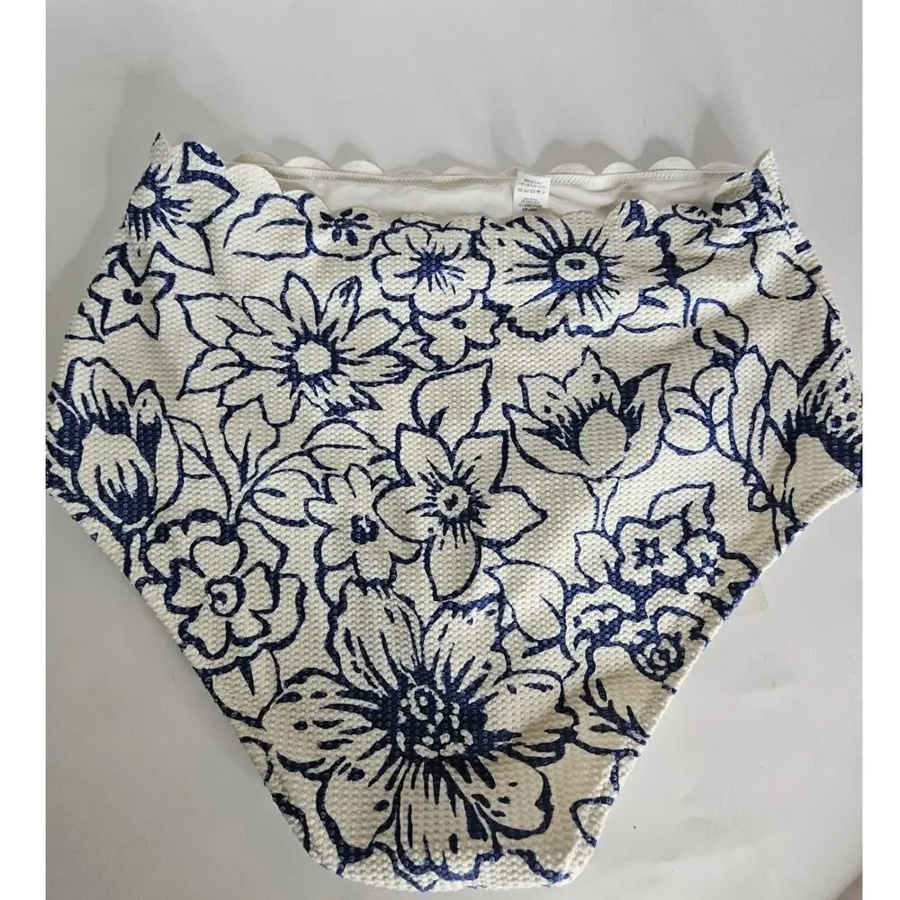 Aeriel High Waisted Full Coverage Bikini Buttom Texted Size M